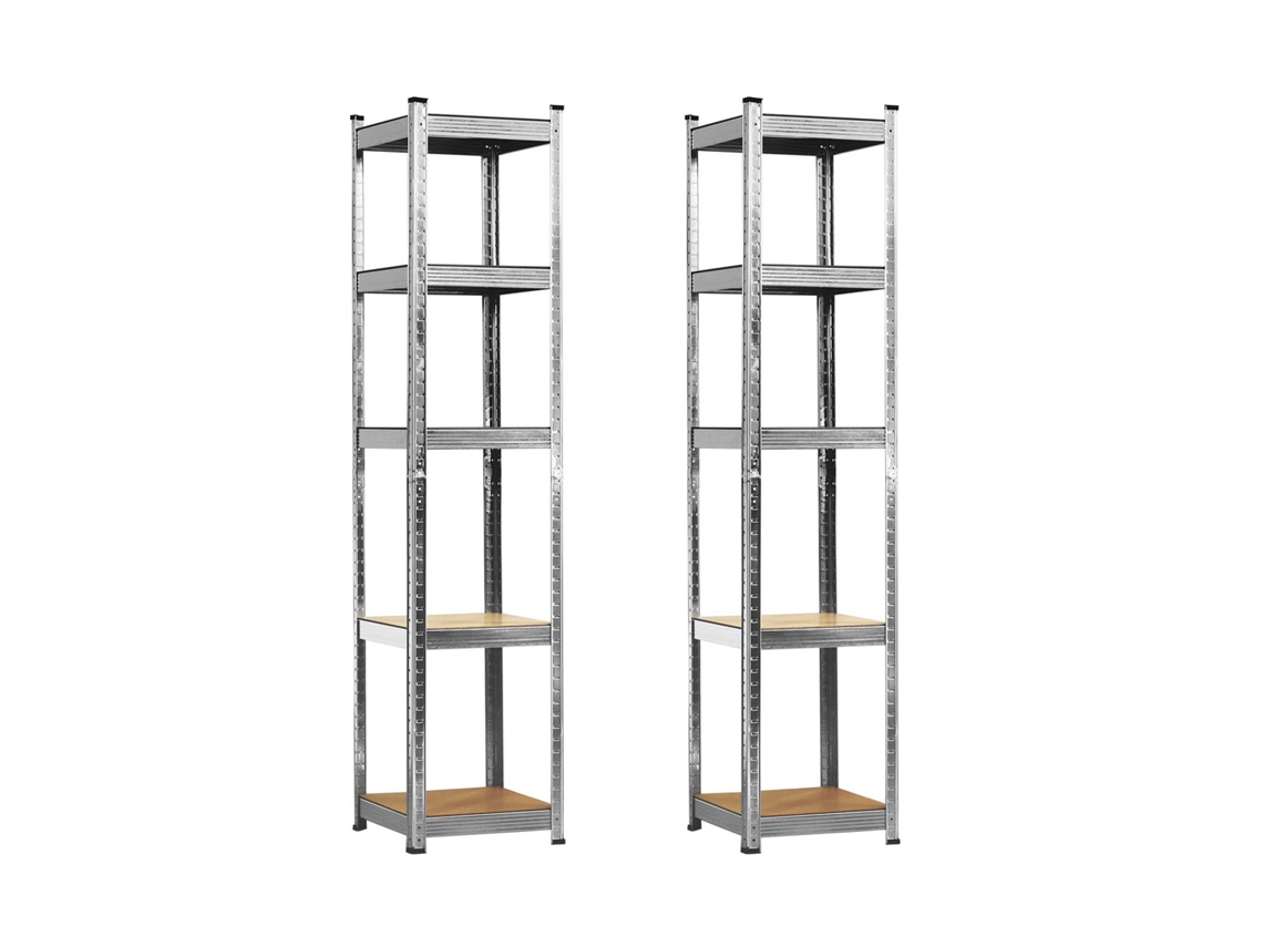 Pack 2 Estanterías Modulares con 5 Baldas Ajustables 180x40x40cm 175 Kg 7house gris