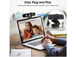 Cámara web 2k con micrófono y cámara web Full HD para PC, USB 2.0, transmisión en directo, reducción de ruido, color negro, Yizhood