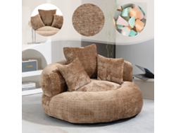 Sofá de suelo con cojines de respaldo, sillón reclinable, marrón.