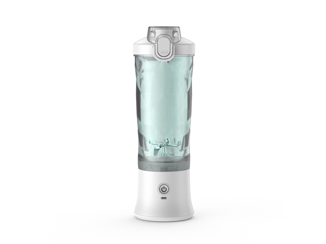 Licuadora Eifson de 600 ml con vaso de jugo en forma de diamante y 6 cuchillas (blanca)