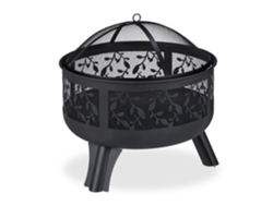 Fogueira Relaxdays Com Proteção Contra Faíscas, Para Jardim E Terraço, Com Atiçador, 60 X 60 Cm, Preto