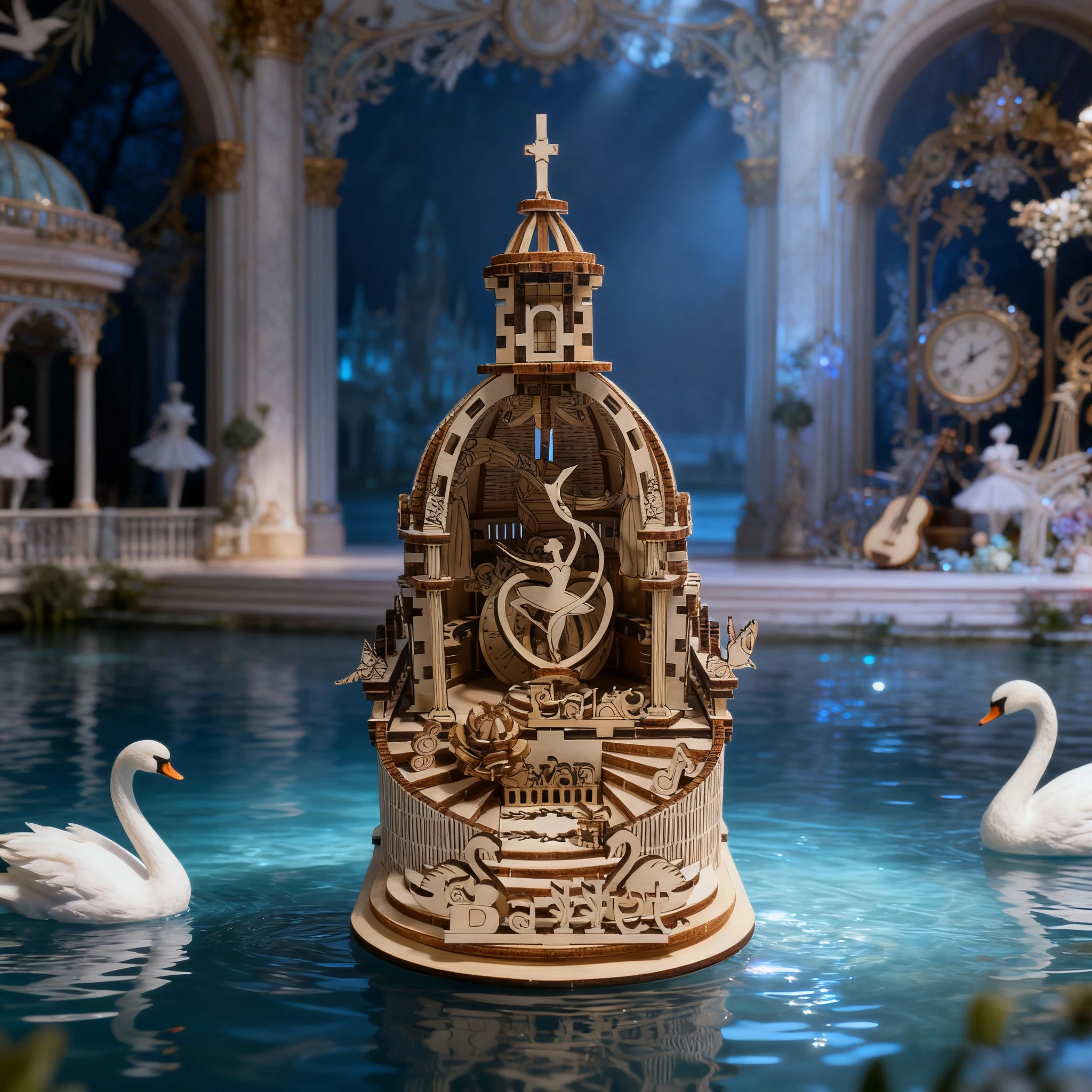 Kit de manualidades musicales "El lago de los cisnes" para armar, kit de modelo 3D, decoración de mesa, regalo.