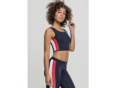 Top de Mujer URBAN CLASSICS Urban Classic Stripe Zip Azul (Talla: XS)