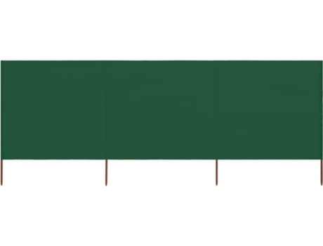 vidaXL Paravientod de playa de 3 paneles tela verde 400x160 cm