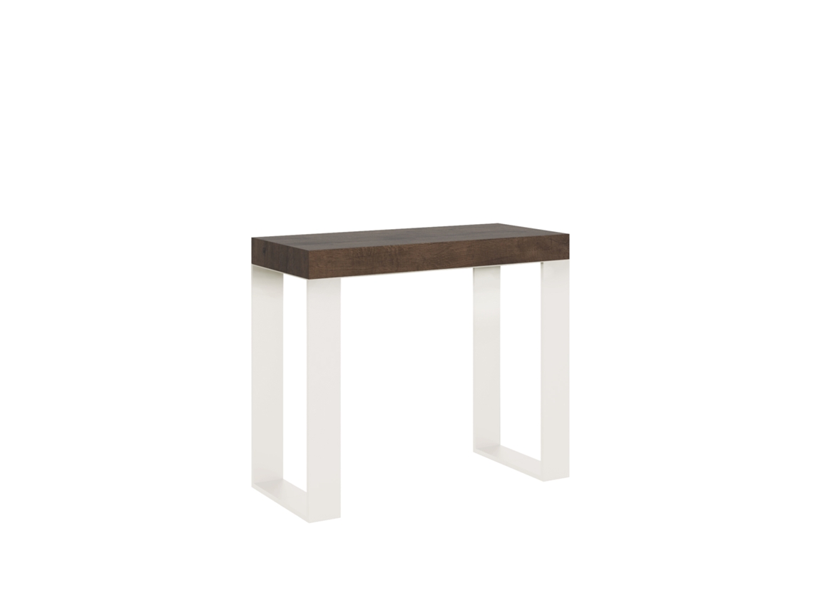 Consola extensible 90x40/196 cm Tecno Small Nogal estructura Blanca