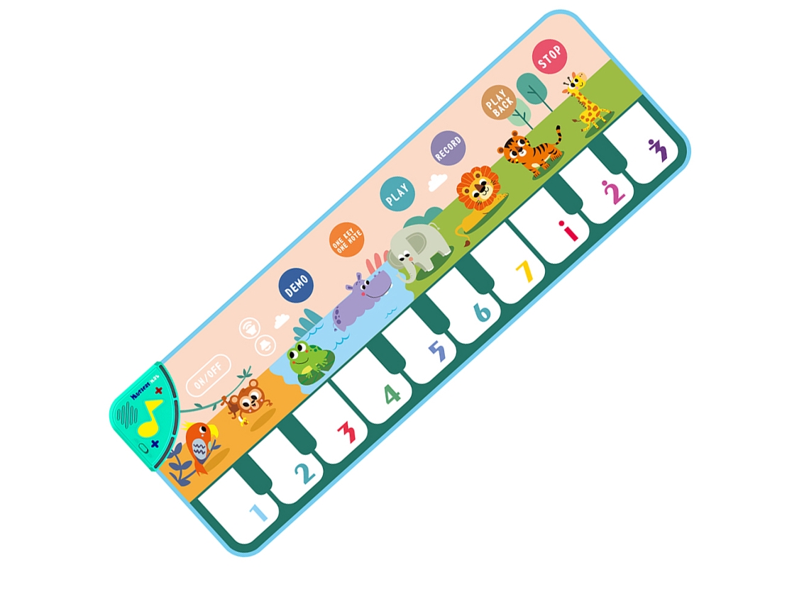 Teclado musical de suelo infantil (110 x 36 cm) con 8 sonidos de animales