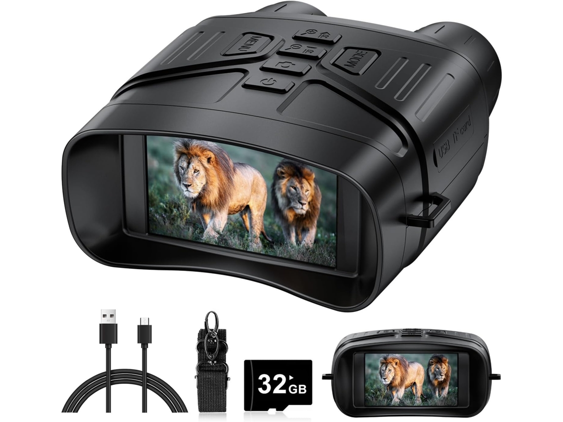 Gafas De Visión Nocturna - Binoculares De Visión Nocturna 4k Con Batería Recargable, Tarjeta De 32 Gb, Pantalla Hd De 3'' (negro)