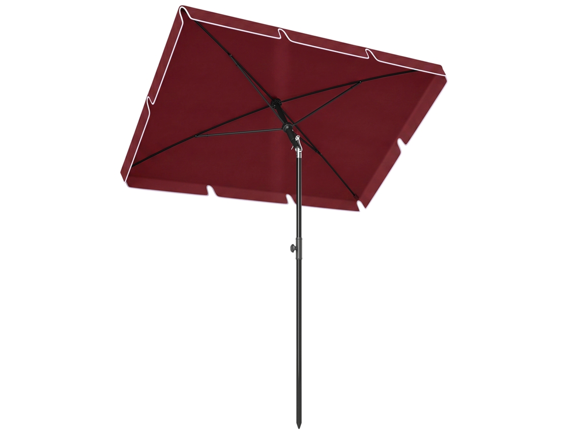 Sombrilla De Terraza De Aluminio 2x1,3x2,5 M Parasol De Jardín Rectangular Con Función De Inclinación Rojo Vino