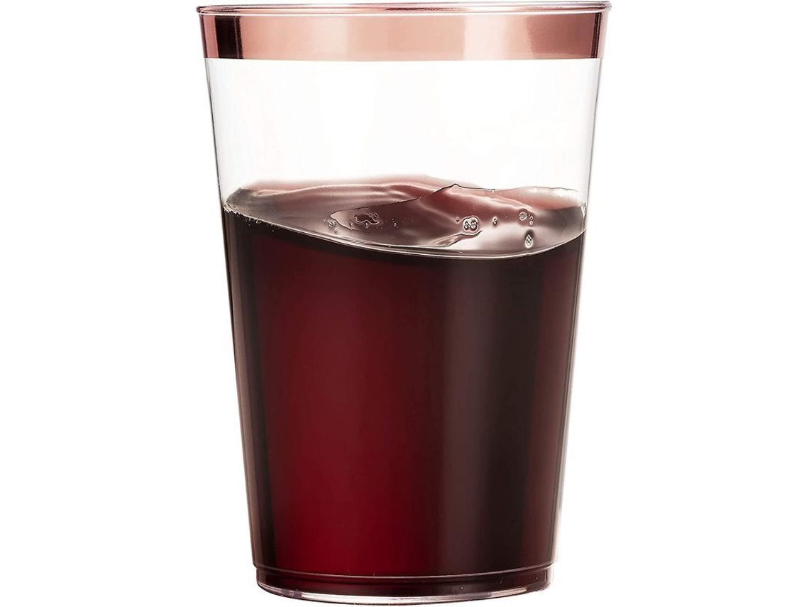50 Vasos De Plástico Desechables De 355 Ml Con Borde Dorado Para Bodas O Fiestas.