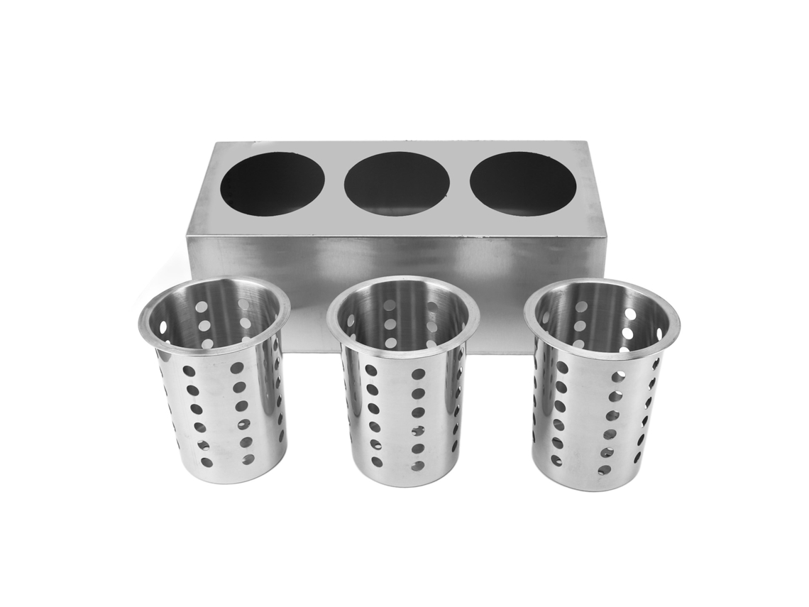 Portavasos De Cocina Multifuncional Con Suela Antideslizante Acero Inoxidable 3 Huecos Para Cuchillos Y Tenedores