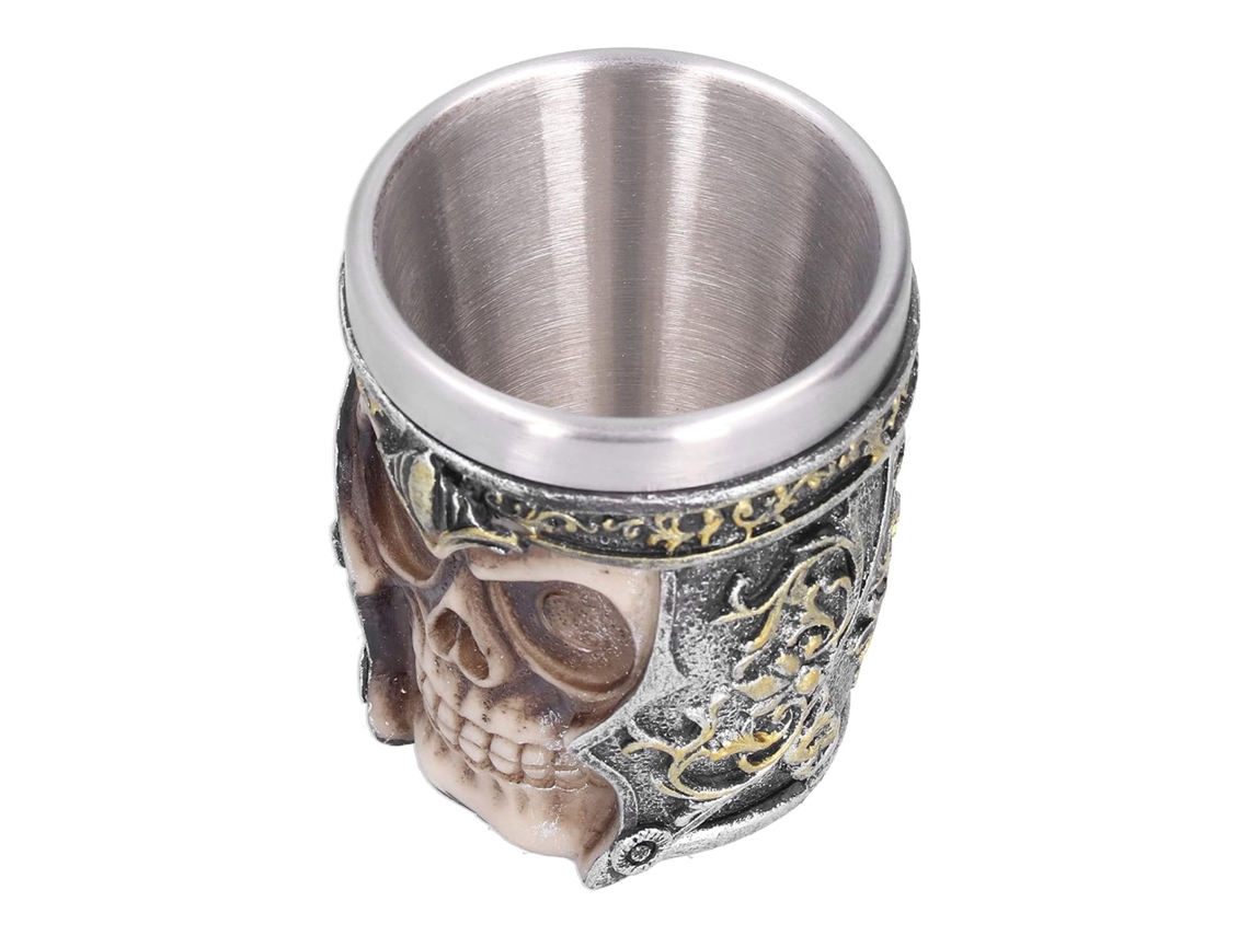 Taza con forma de calavera, ligera y resistente a la corrosión, hecha de resina con interior de acero inoxidable. Gokoco