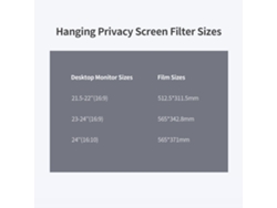 Filtro De Pantalla De Privacidad Colgante Para Monitor De 23-24'' 16:9 Anti Uv Y Antirreflejos Alta Transmitancia