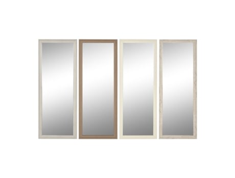 Espejo de pared HOME ESPRIT Blanco Marrón Beige Gris Cristal Poliestireno 36 x 2 x 95,5 cm (4 Unidades)