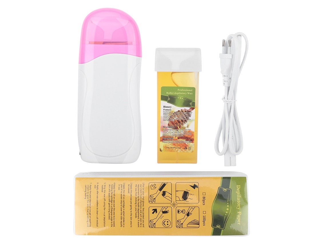 Vlrla-wax Depilatory Roller Warmer Com 100unidades Wax Paper Conjunto