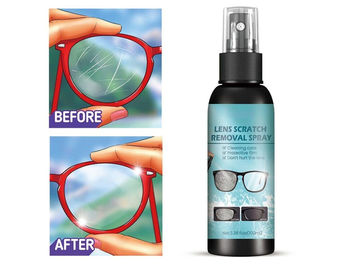 Spray Para Eliminar Arañazos De Lentes, Gafas Y Parabrisas. Reparador De Cristales Líquidos. 100 Ml.