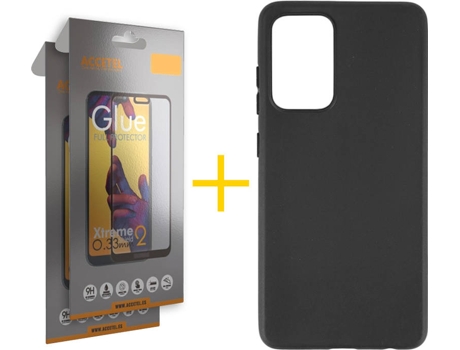 Kit Funda + 2 Protectores de Pantalla Samsung Galaxy A72 4G ACCETEL Full (Negro)