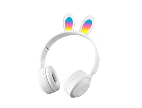Auriculares Inalámbrico Y08R con diseño de orejas de conejo Control táctil Música Regalos para niñas Blanco
