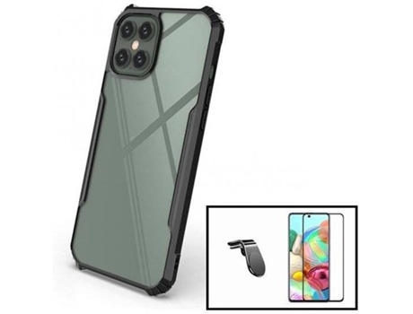 Carcasa + Protector + Soporte Magnético L Safe Driving Samsung Galaxy A51 PHONECARE Invisible Bumper Transparente, Negro