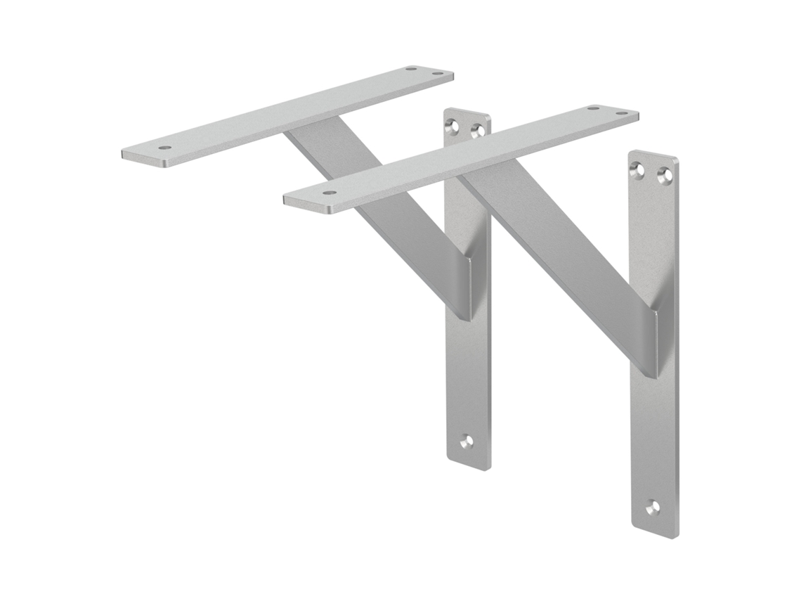 Juego de 2 soportes de estantería 240x240 mm aluminio plateado ML-DESIGN