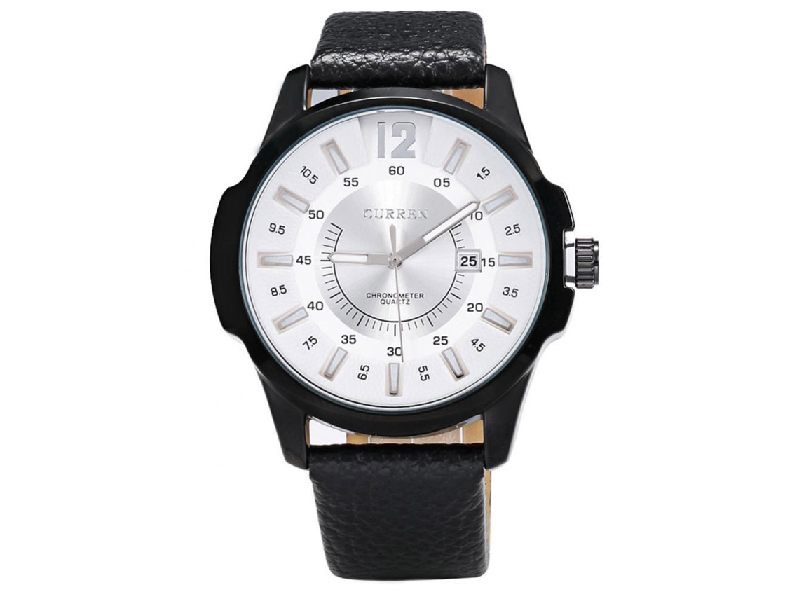 Reloj Hombre De Moda Con Movimiento De Cuarzo Carcasa Negra Esfera Blanca