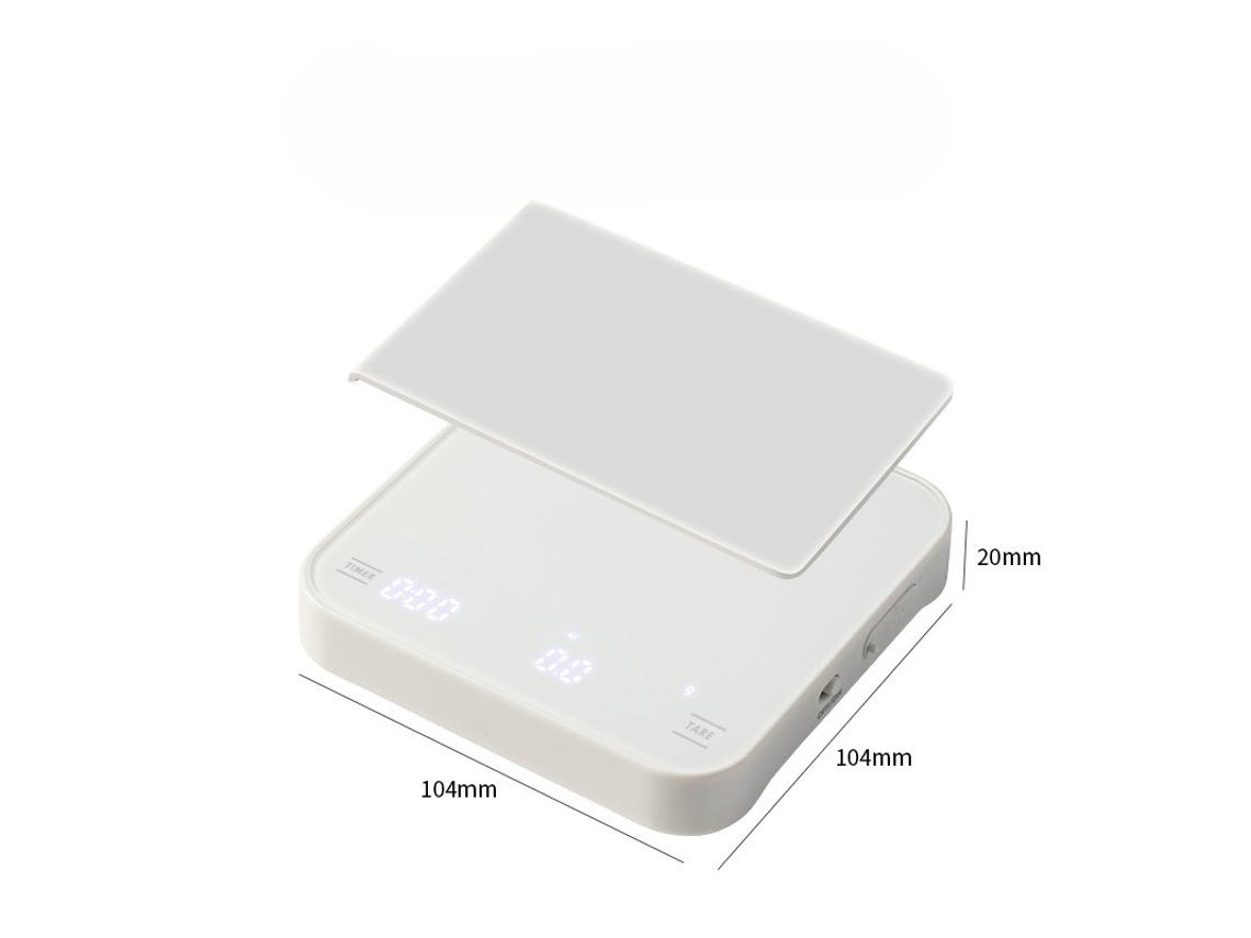 Mini báscula digital para café - USB-C con temporizador automático para espresso y vertido - Blanco Hexinyigjly
