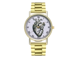 Reloj De Cuarzo Para Mujer Con Correa De Acero, Patrón De Corazón, Casual, Pulsera