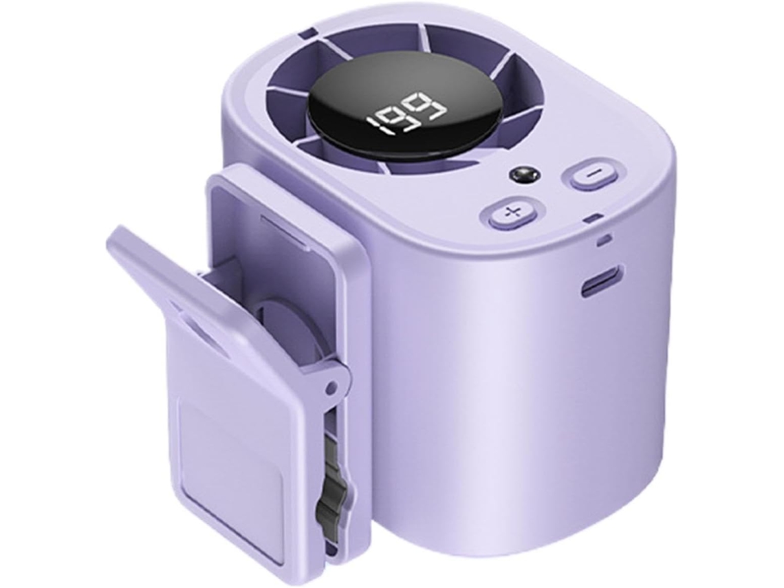 Ventilador De Banda Portátil Henten Home Con Pantalla Digital Y 199 Niveles De Velocidad Ajustables - Morado