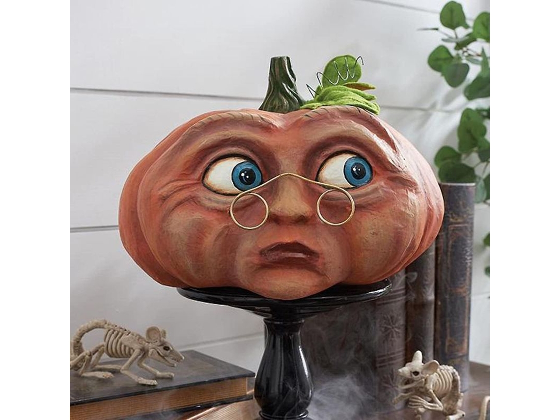 Decoración De Calabaza Grotesca De Halloween De 5 Pulgadas Con Expresión Aterradora.