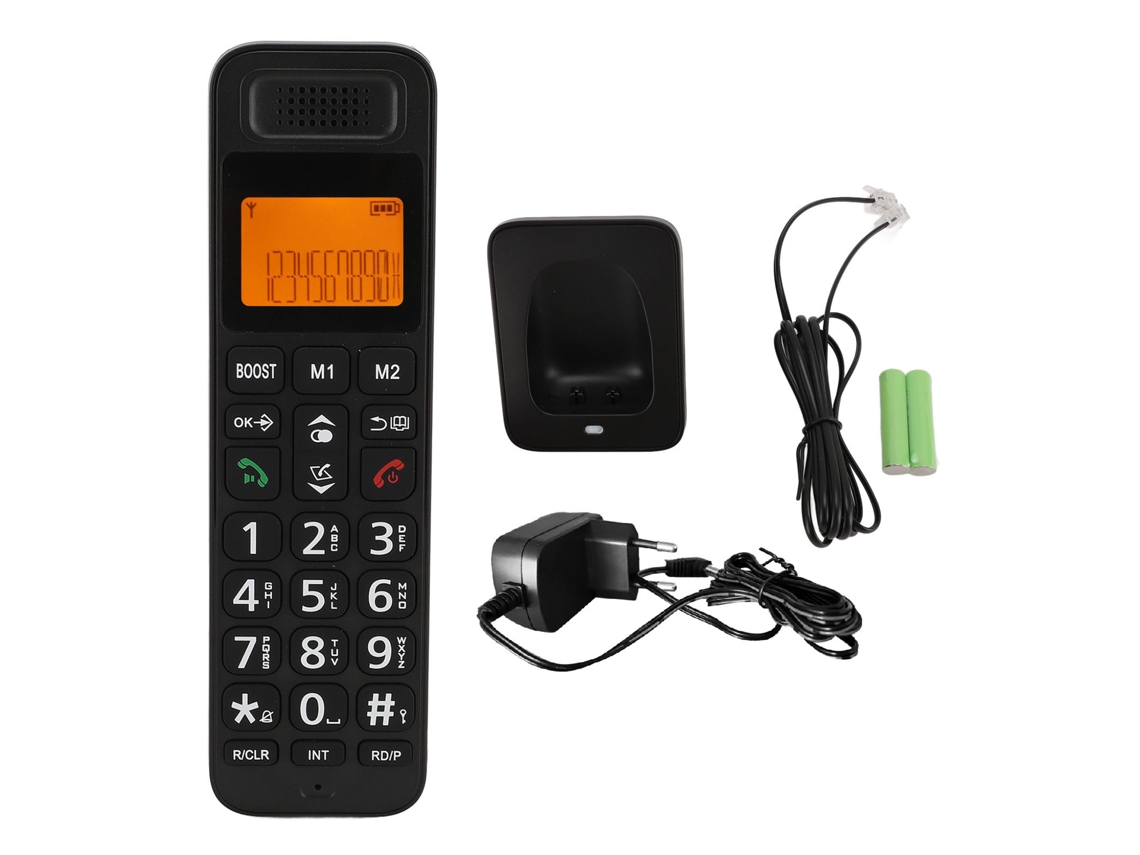 Teléfono Inalámbrico Con Teclas Grandes, Pantalla Amarilla Iluminada, Manos Libres, Multifuncional, Enchufe Europeo.
