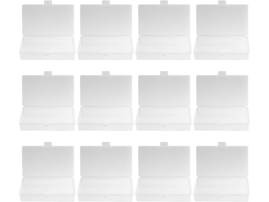 Juego De 12 Pequeñas Cajas De Almacenamiento Rectangulares De Plástico Transparente Con Tapa.