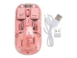 Mouse Sem Fio Transparente Dual Mode 2.4g Bt5.0 Rgb Recarregável 400mah Para Escritório Rosa