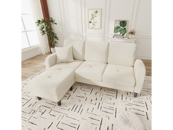 Sofá Esquinero 3 Plazas 166x118x77 Cm - Chaiselongue, Algodón-lino, Modular - Beige