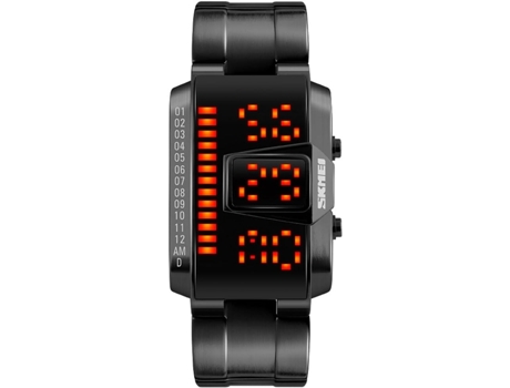 VEANXIN Relojes binarios de diseño Relojes LED impermeables de acero inoxidable-Plata