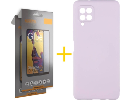 Kit Funda + Protector de Pantalla Samsung A12 5G ACCETEL Cristal Templado 4232 Morado