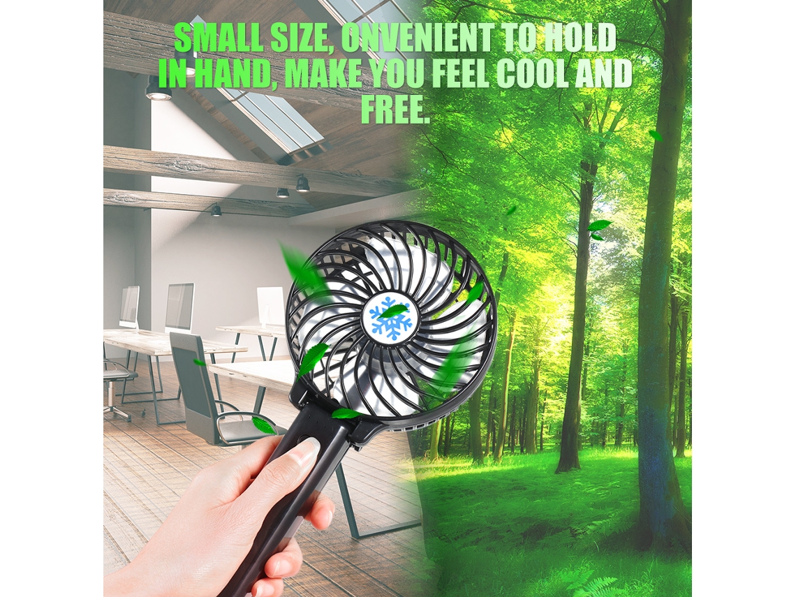 Ventilador Plegable Portátil Recargable Por Usb, 180°, 3 Velocidades, Para Uso En Interiores Y Exteriores (negro)