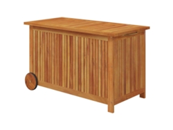 Caja de almacenamiento de jardín con ruedas, madera maciza de acacia, MAISON EXCLUSIVE (90 x 50 x 58 cm)