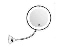 Rebe-espejo De Maquillaje Flexible Con Luz Led, 10x Magnificación, Ventosa Potente, Iluminación Anti-reflejos, Ideal Para Viajes