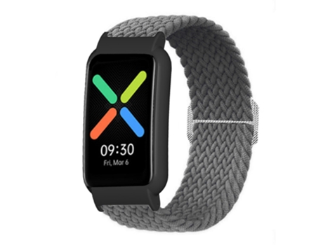 Correa de nailon con elástico de punto para Oppo Watch - gris/negro