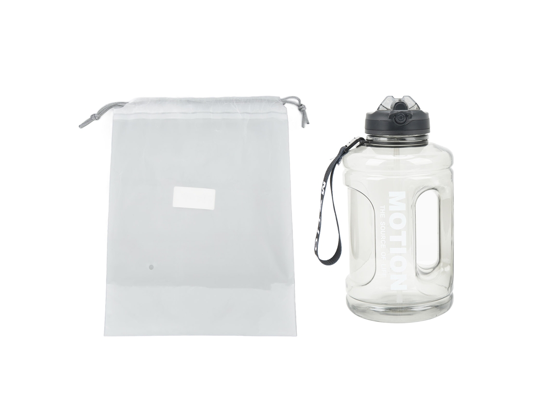 Botella De Agua Deportiva De 1500 Ml Con Gran Capacidad, Pajita, Marcas De Medición Y Diseño Portátil Para Ejercicio Al Aire Libre - Negra