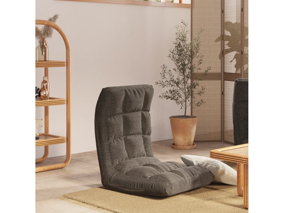 Silla De Suelo Plegable De Tela Gris Oscuro