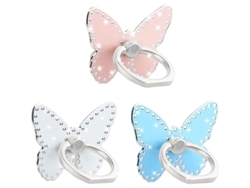 3 Soportes De Anillo Metálicos Universales Giratorios De 360° Con Diseño De Mariposa Y Diamante Para Teléfono Móvil