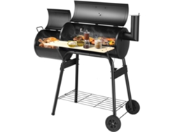 Barbacoa COSTWAY con 2 Estantes 2 Ruedas y Termómetro Sistema de Ventilación y Chimenea