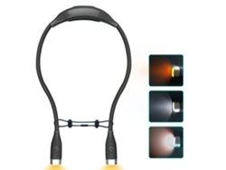 Lámpara de lectura LED portátil para el cuello, ideal para leer en la cama, 3 niveles de brillo, color negro.