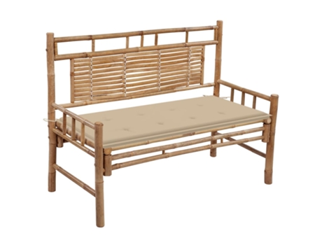 Banco de jardín con cojín bambú 120 cm MAISON EXCLUSIVE