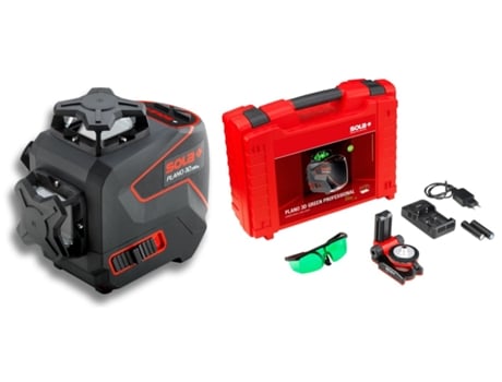 SOLA-Plano3Dgreenpro-Nível Laser De Linhas 360º Com Gafas E Suporte Para Parede Plano 3D Green Professional