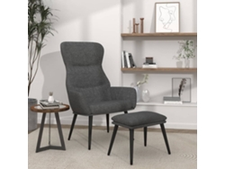 vidaXL Sillón de relax con reposapiés tela gris oscuro