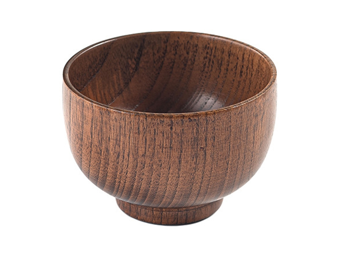Cuenco Antiguo De Madera De Azerola De Estilo Japonés Con Acabado Barnizado Para Niños Y Adultos, 11 X 6,5 Cm.
