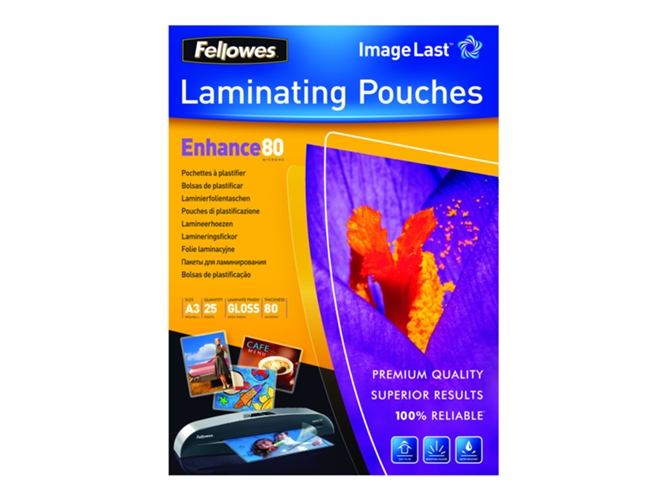 Fellowes 5396403 Plastificador pack 25 fundas para plastificar 80m a3 imagelast 80