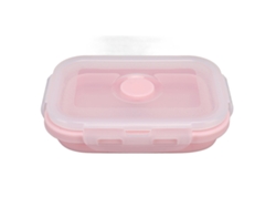 Recipiente Plegable De Silicona Para Alimentos, Apto Para Microondas, Color Rosa, 500 Ml.