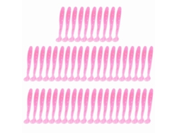 50 Señuelos De Pesca De Plástico Blando De 5 Cm Con Forma De Gusano Y Cola En T Para Pesca (color Rosa)